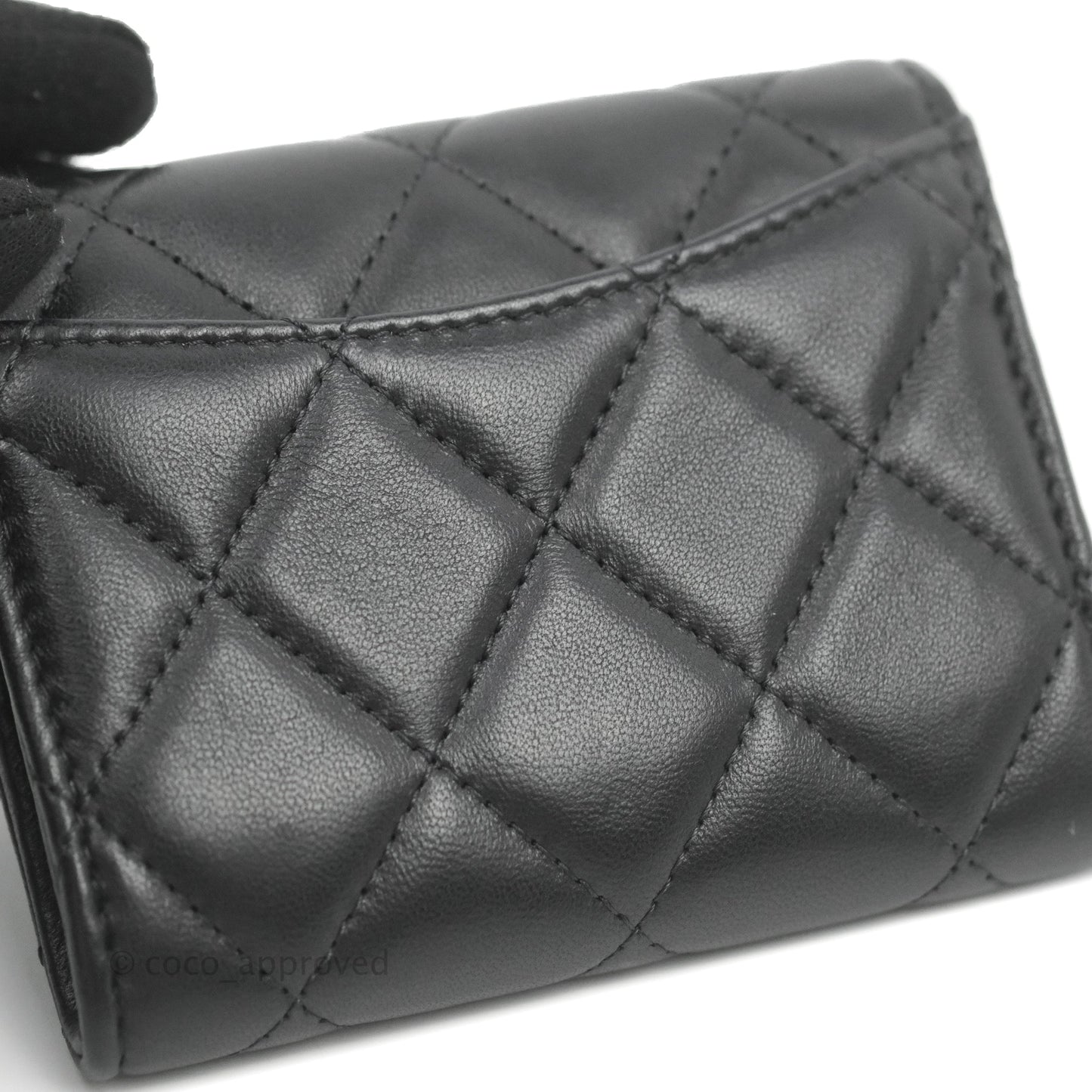 Chanel Pearl Crush Mini Clutch With Chain Black Lambskin Aged Gold Hardware