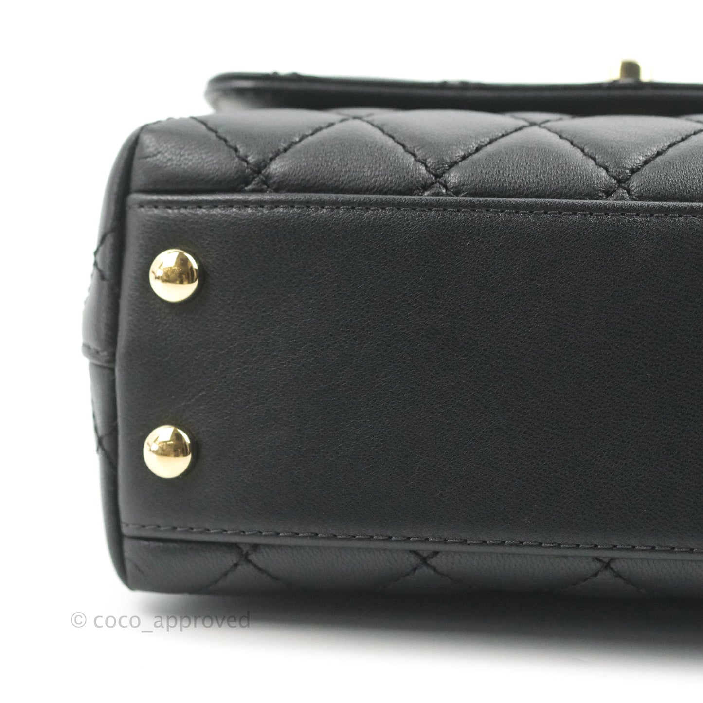 Chanel Quilted Mini Rainbow Coco Handle Bag Lambskin Black Gold Hardware