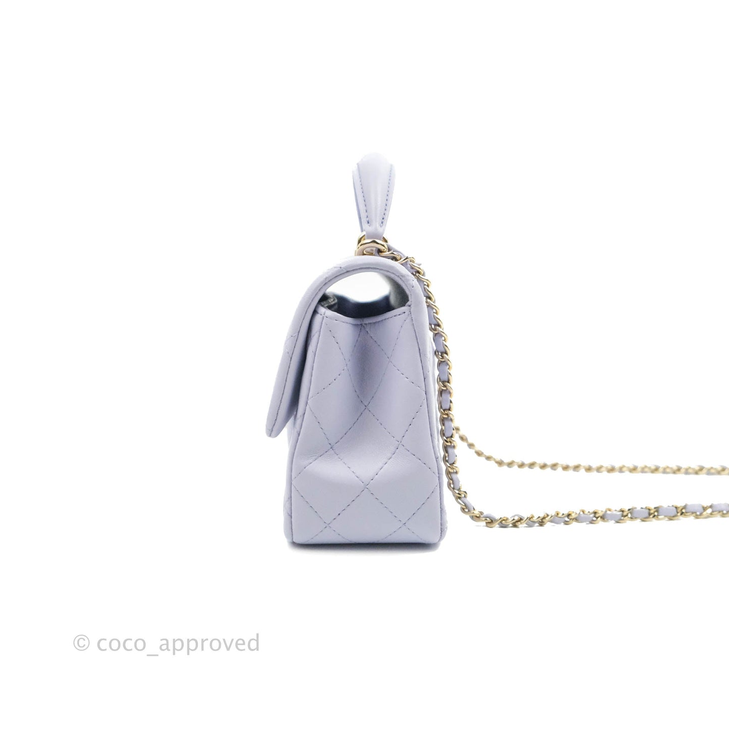 Chanel Top Handle Mini Rectangular Flap Bag Lilac Lambskin Aged Gold Hardware 21K