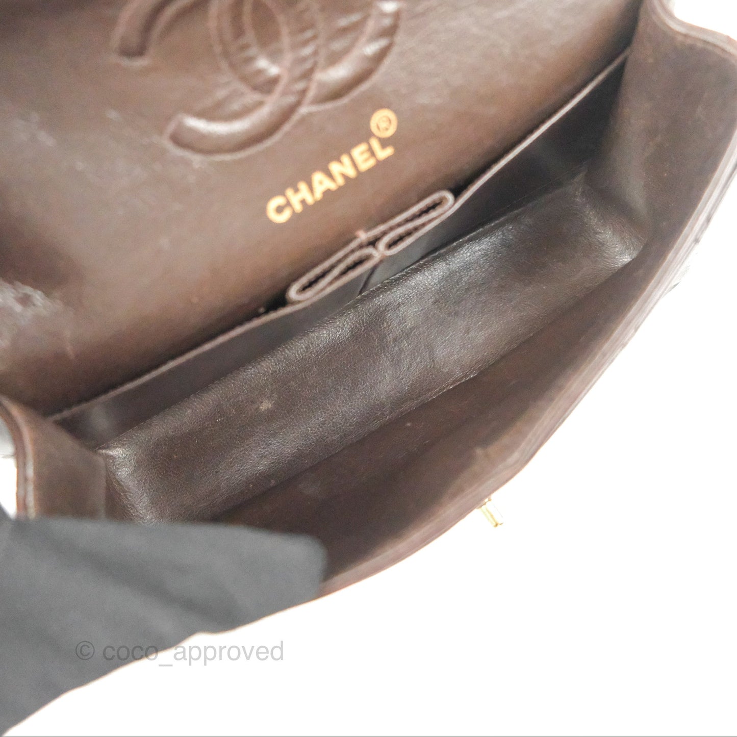 Chanel Vintage Small Classic Flap Brown Lambskin 24K Gold Hardware