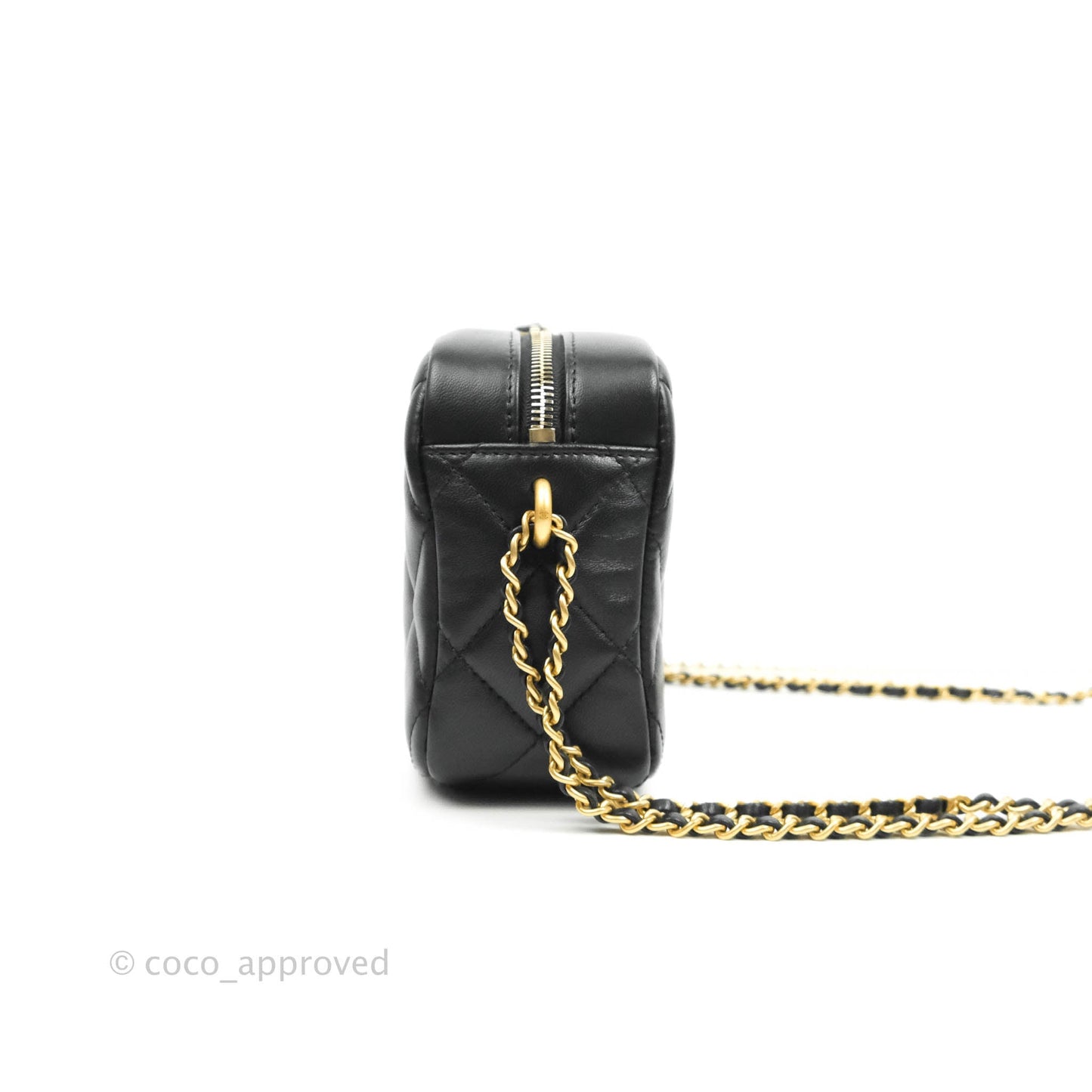 Chanel My Perfect Camera Pearl Adjustable Strap Black Lambskin Gold Hardware