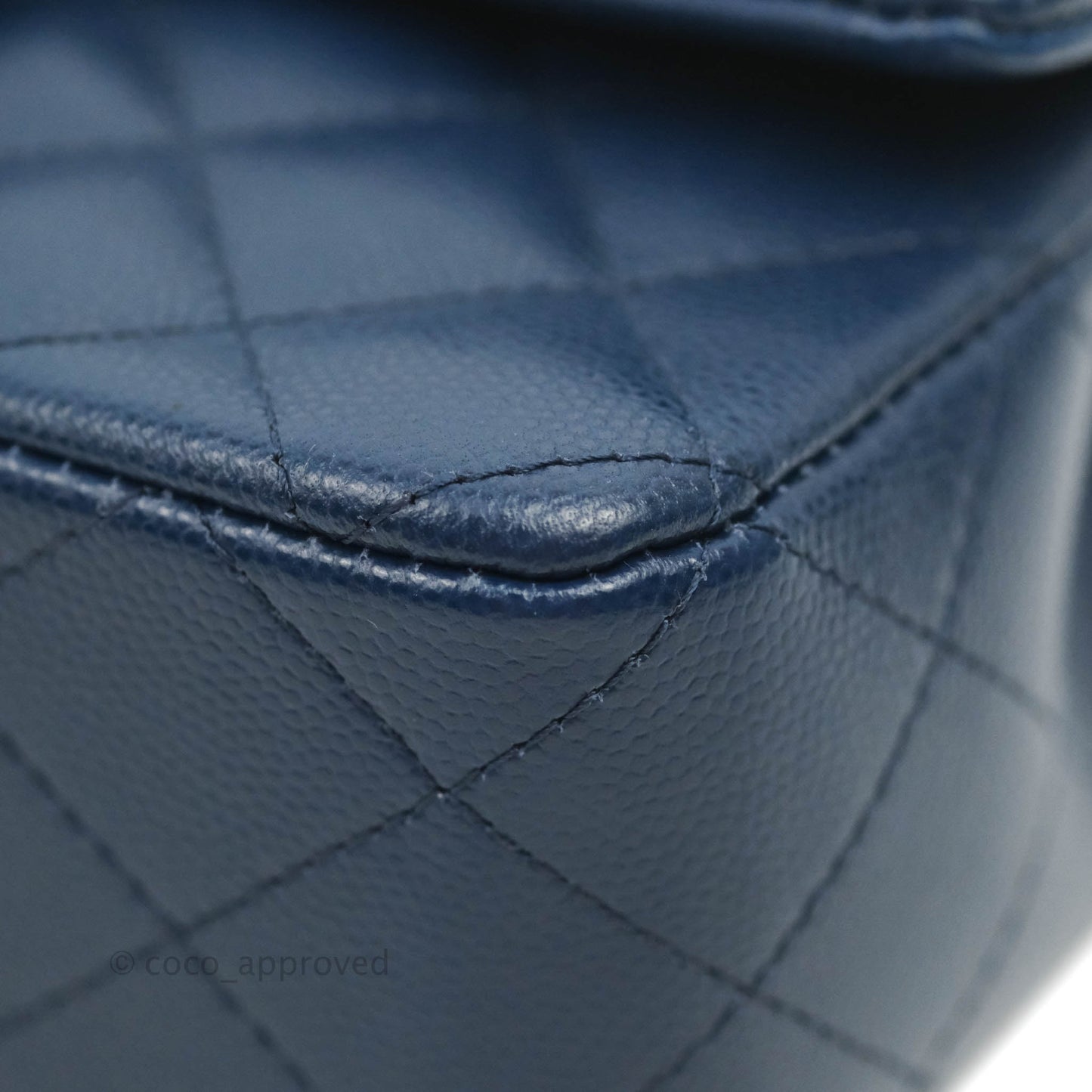 Chanel Quilted Mini Rectangular Flap Blue Caviar Silver Hardware 17B