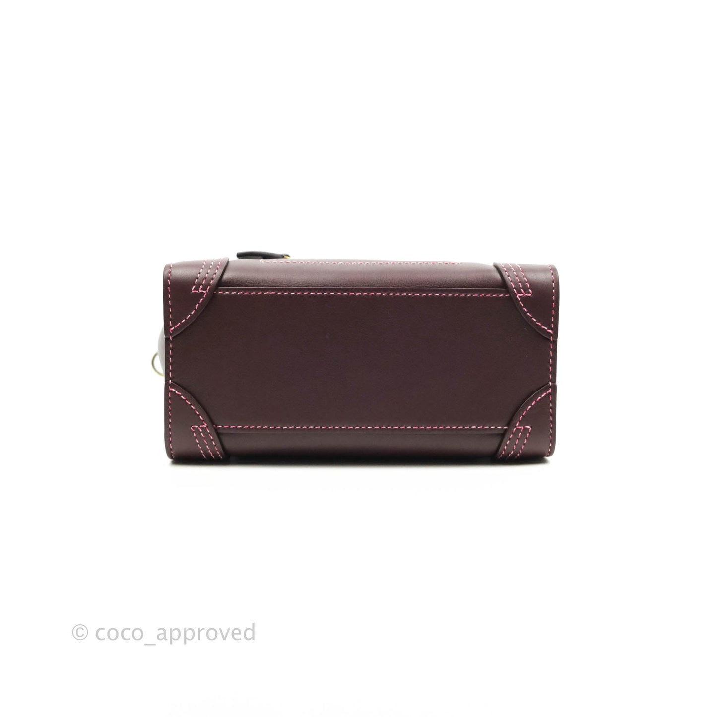 Celine Nano Luggage Bag Burgundy Gold Hardware