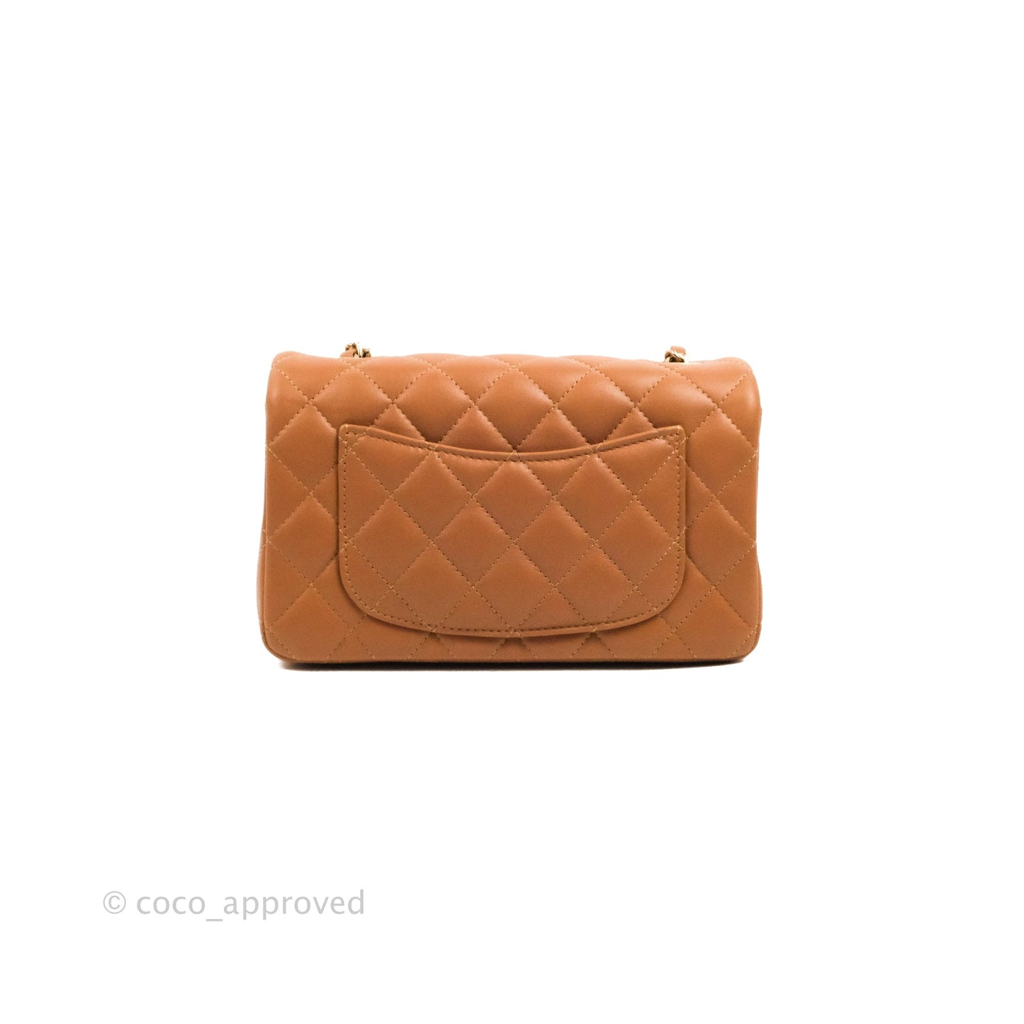 Chanel Quilted Mini Rectangular Flap Caramel Lambskin Gold Hardware 21P
