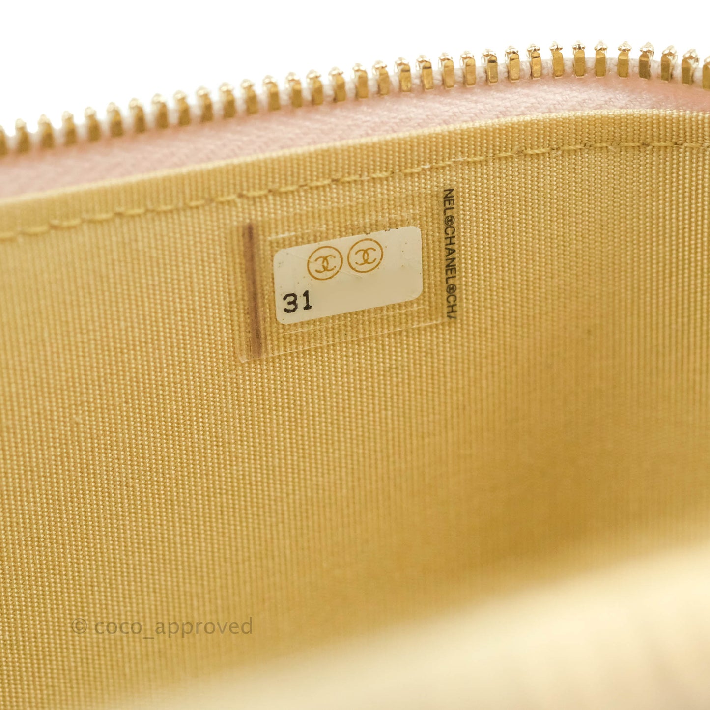 Chanel Vanity with Pearl Crush Chain Pale Lilac Pink Lambskin Aged Gold Hardware