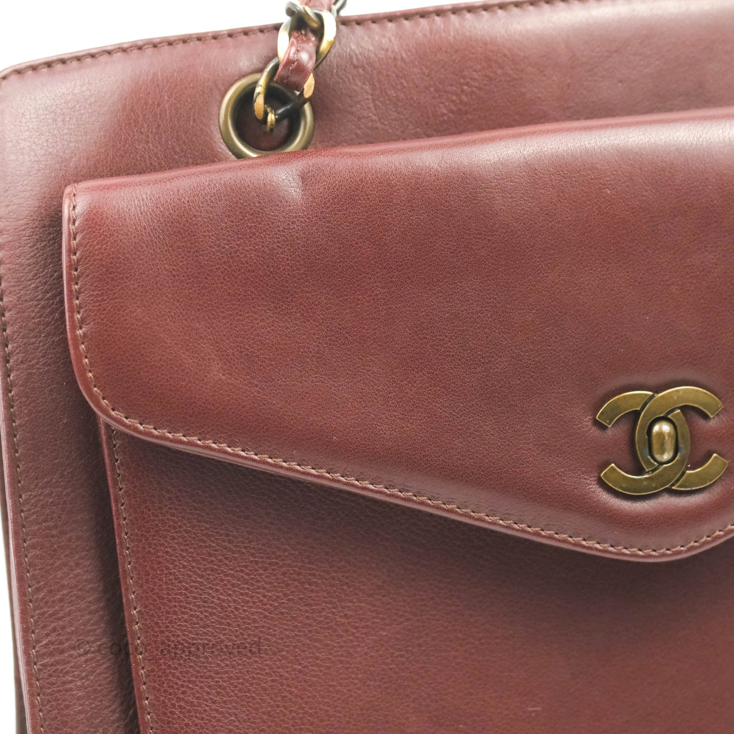 Chanel Vintage Burgundy Calfskin Tote Bag