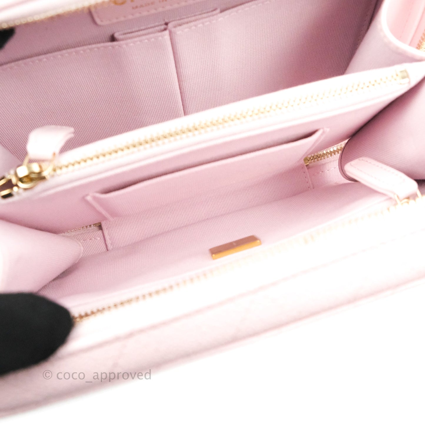 Chanel Quilted Top Handle Vanity Case Caviar Light Pink Gold Hardware