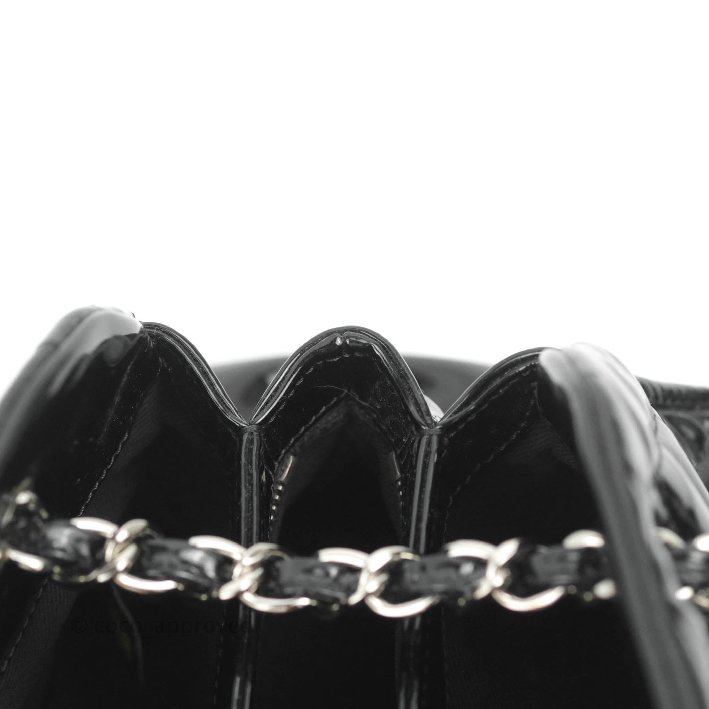 Chanel Mademoiselle Medium Bowling Black Patent Leather Silver Hardware