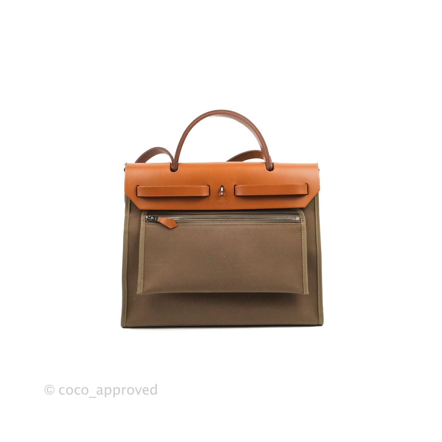 Hermès Herbag Zip 31 Etoupe/Fauve Canvas Palladium Hardware