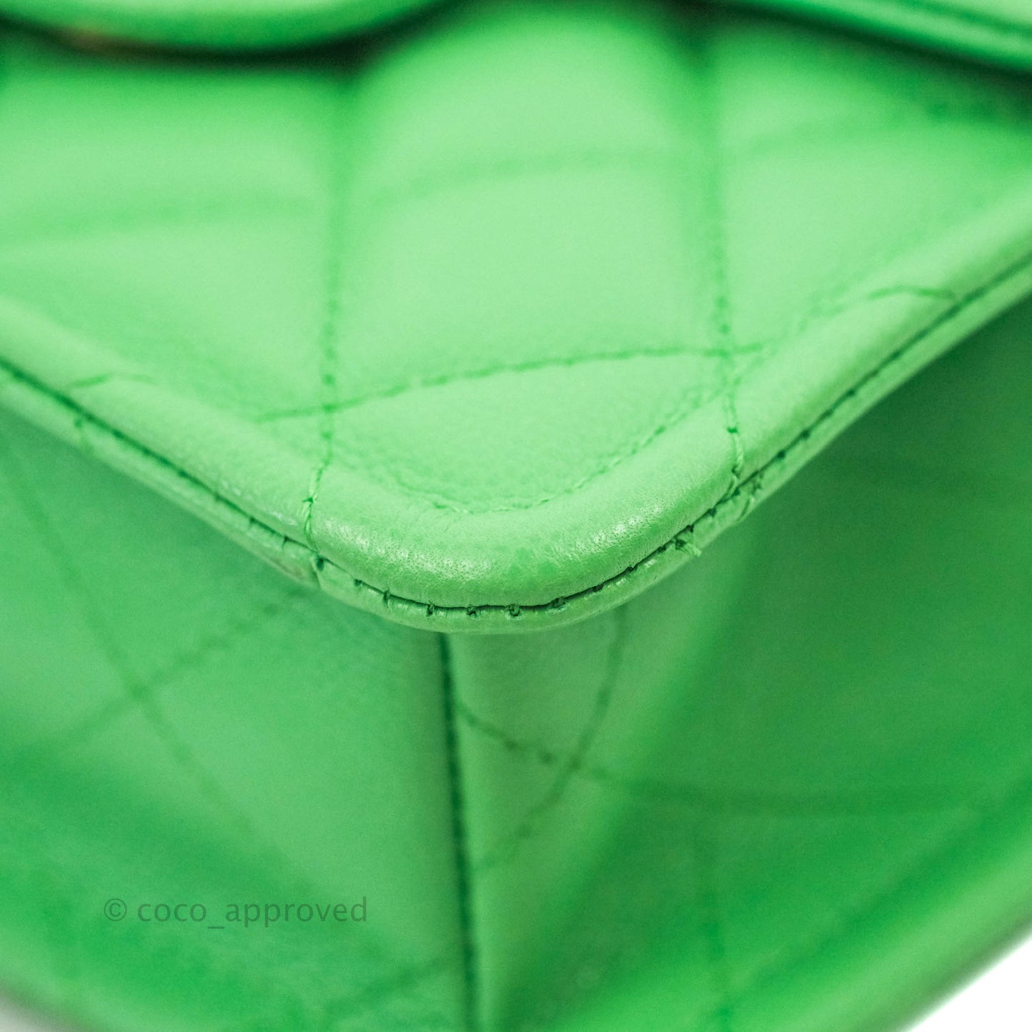 Chanel Mini Square Sweet Quilted Flap Green Caviar Aged Gold Hardware 21P