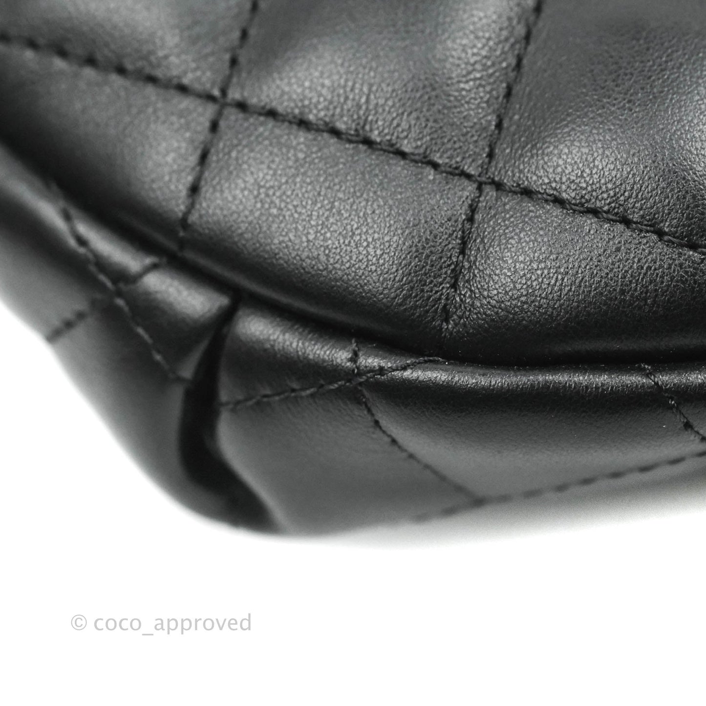 Chanel Quilted Belt Bum Bag Black Calfskin Silver Hardware (Uniform)