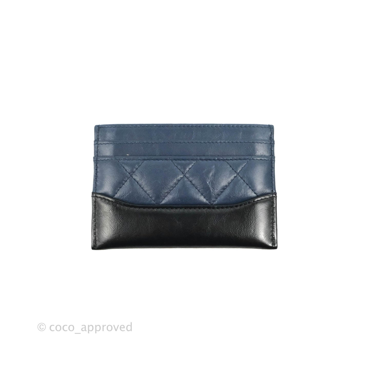 Chanel Gabrielle Flat Card Holder Navy Black Calfskin Gold Hardware