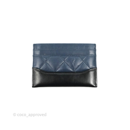 Chanel Gabrielle Flat Card Holder Navy Black Calfskin Gold Hardware