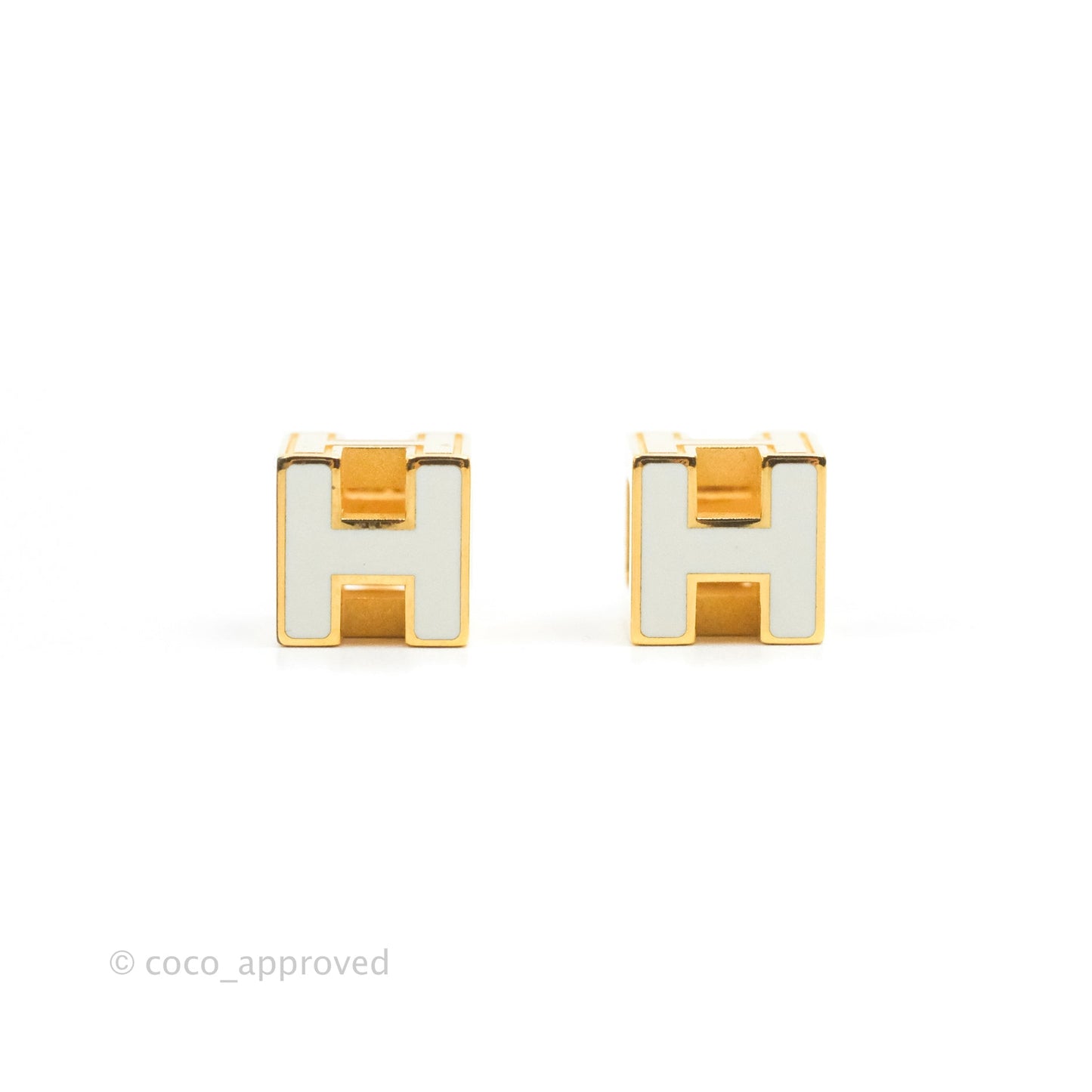 Hermes Cage D'H Earrings White Gold Hardware