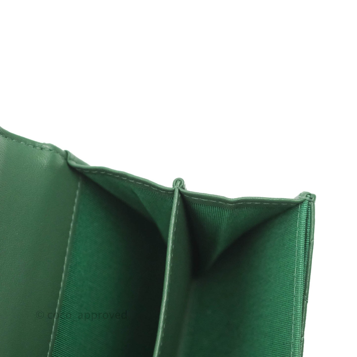 Chanel Classic Flap Coin Purse Dark Green Lambskin Silver Hardware