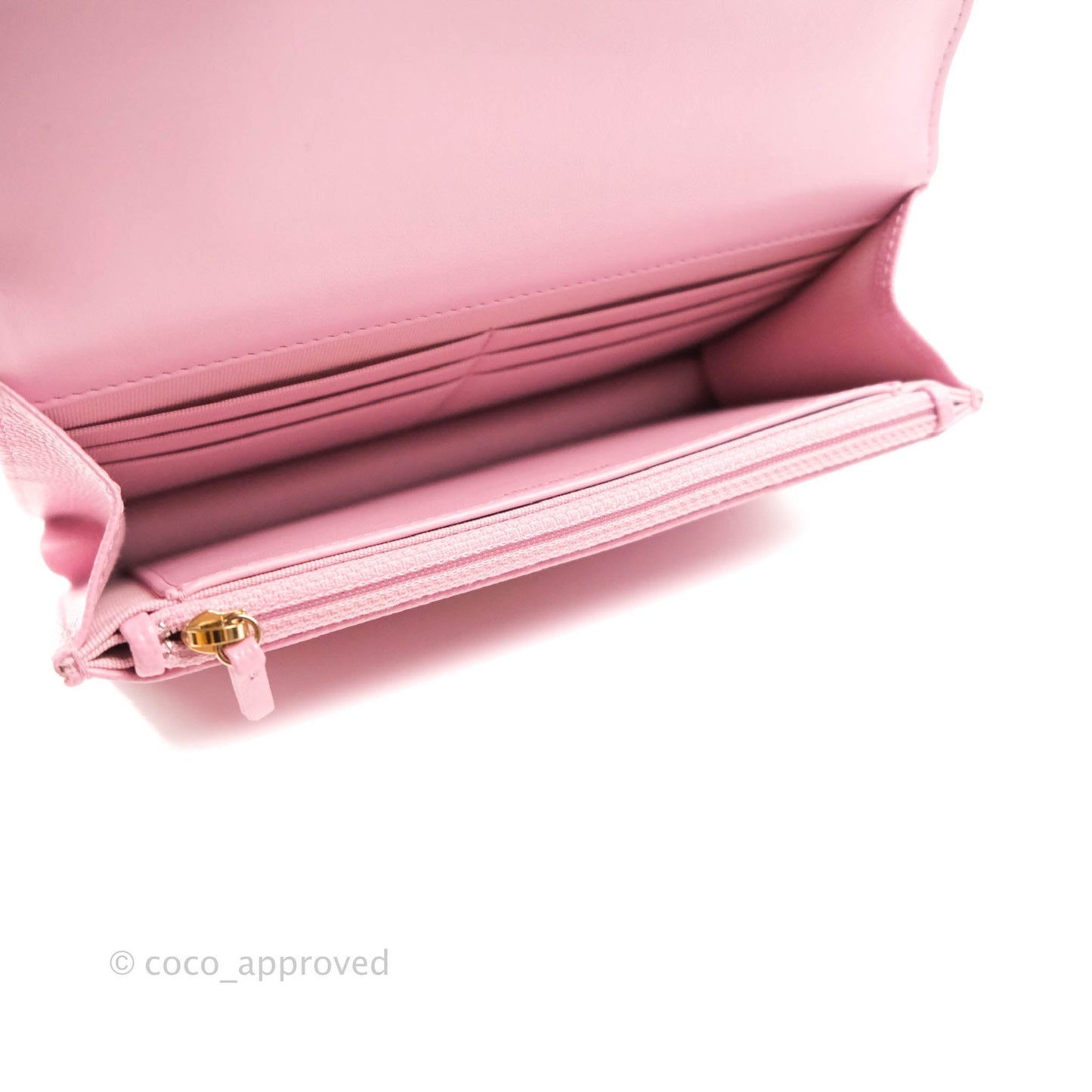 Chanel Top Handle Wallet On Chain WOC Pink Caviar Gold Hardware 22S