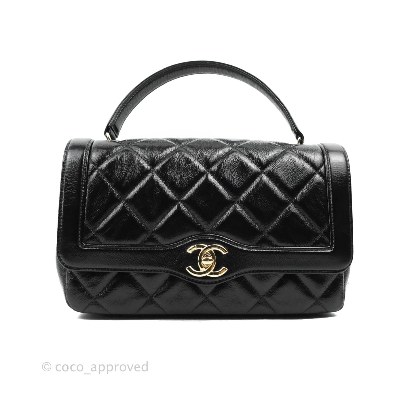 Chanel CC Flap Bag Quilted Shiny Aged Calfskin Gold Hardware