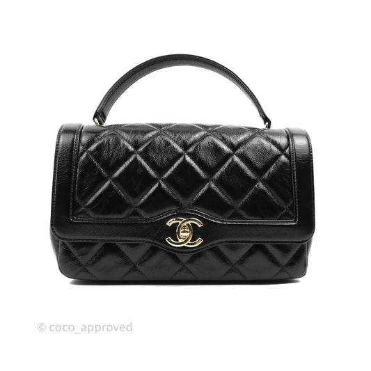 Chanel CC Flap Bag Quilted Shiny Aged Calfskin Gold Hardware