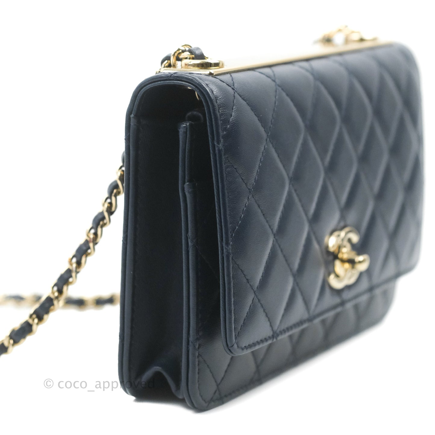 Chanel Trendy CC WOC Wallet On Chain Navy Lambskin Gold Hardware