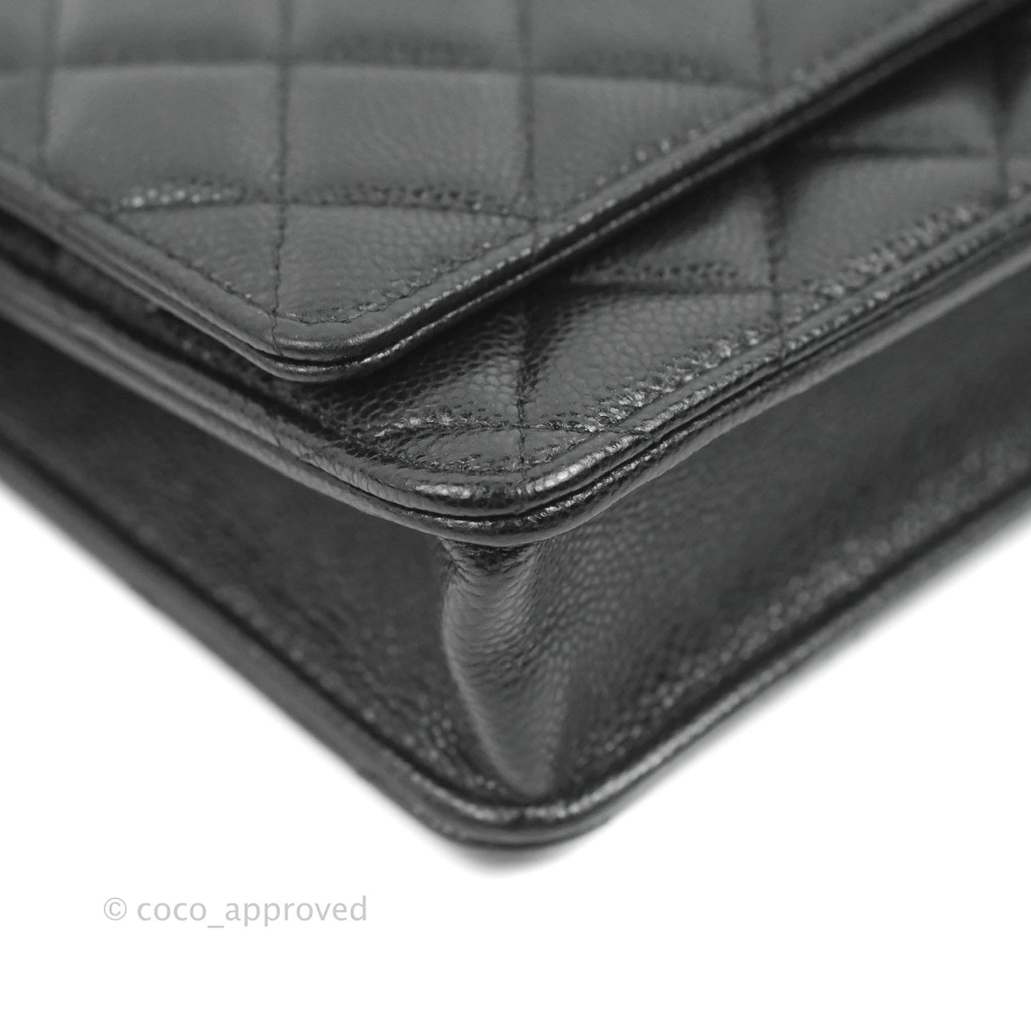 Chanel Quilted Wallet on Chain WOC CC Coco Chain Black Caviar Gold Hardware