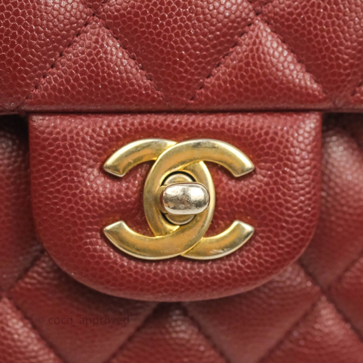 Chanel Small Classic Quilted Flap Iridescent Burgundy Caviar Aged Gold Hardware 18C