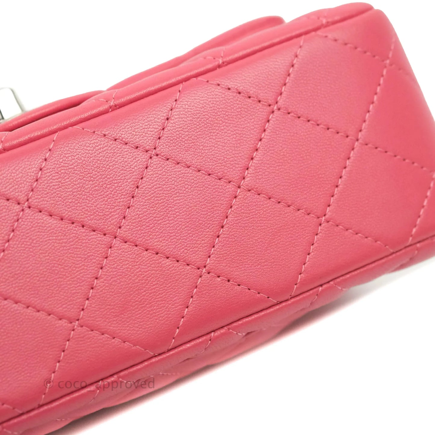 Chanel Quilted Mini Rectangular Flap Pink Lambskin Silver Hardware