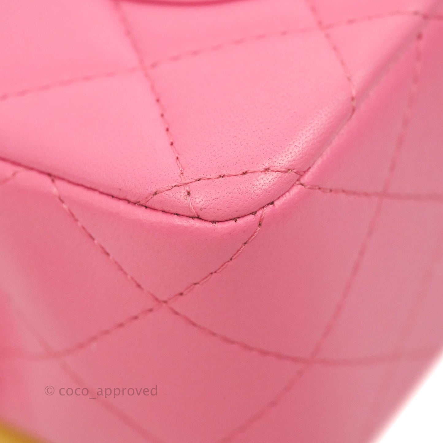 Chanel Mini Rectangular Pink Lambskin Rainbow Hardware
