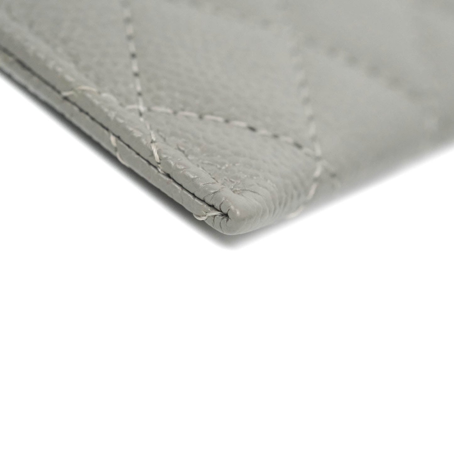 Chanel Quilted Boy Card Holder Grey Caviar Gold Hardware