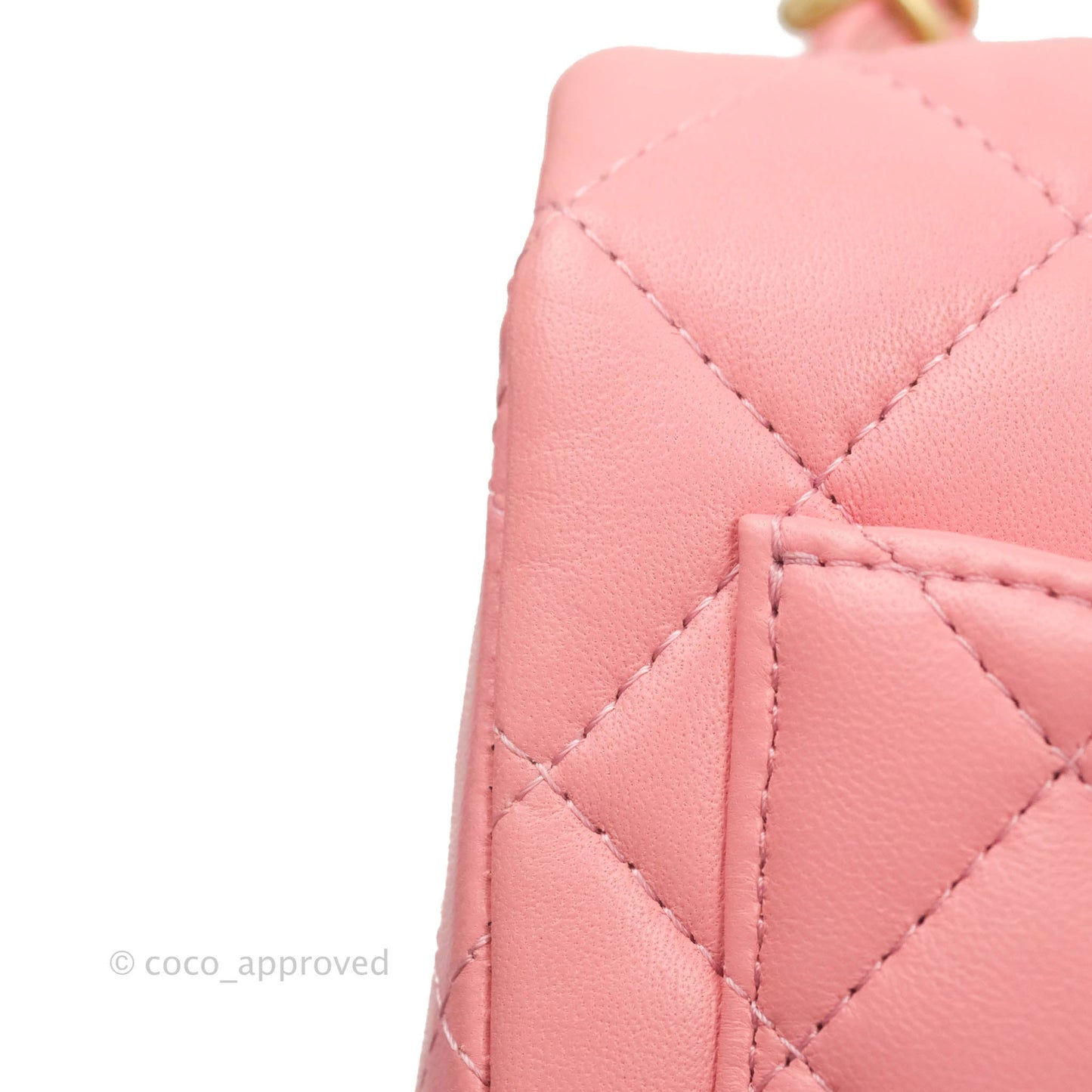 Chanel Mini Square Pink Lambskin Aged Gold Hardware