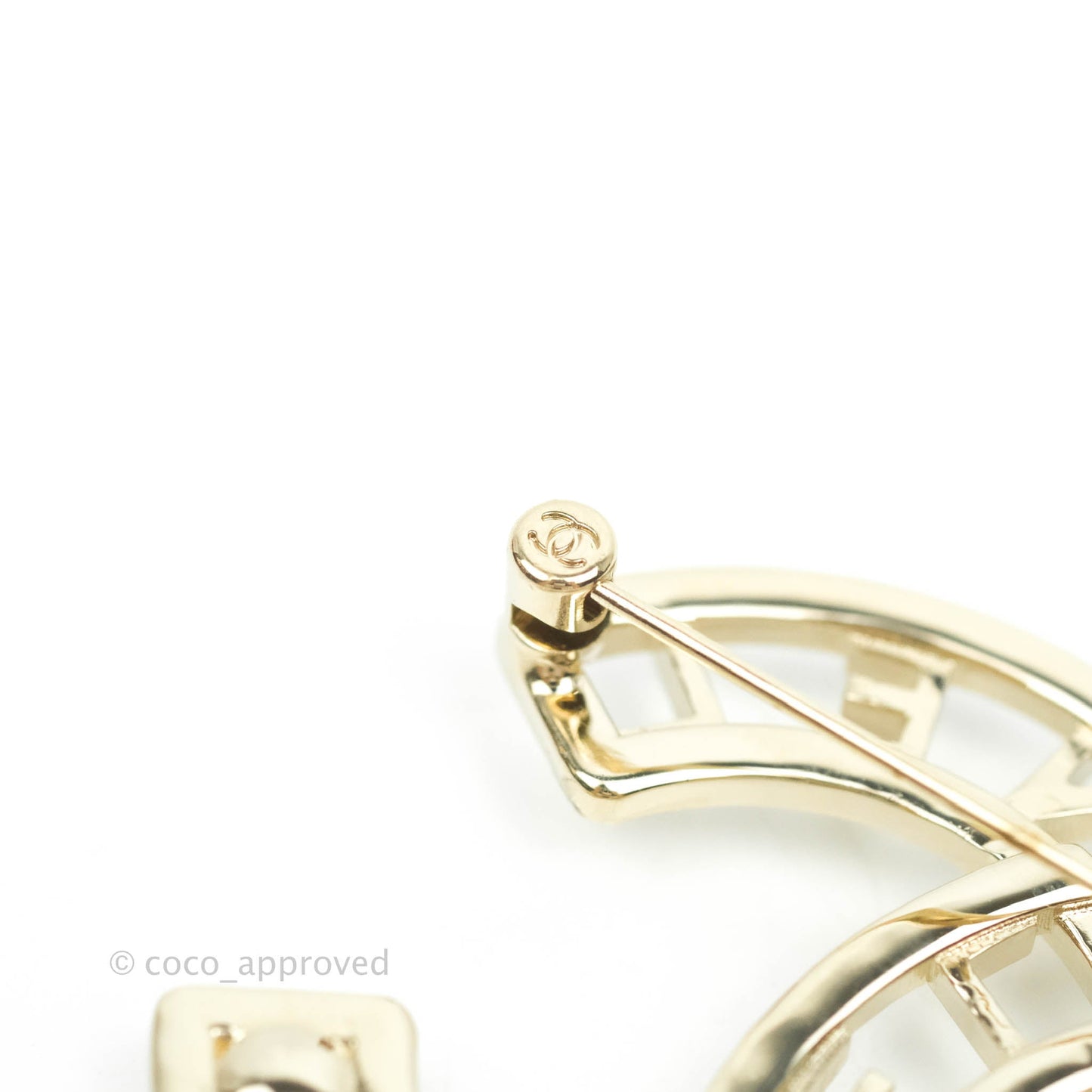 Chanel CC Pearl Crystal Brooch Gold Tone 20B