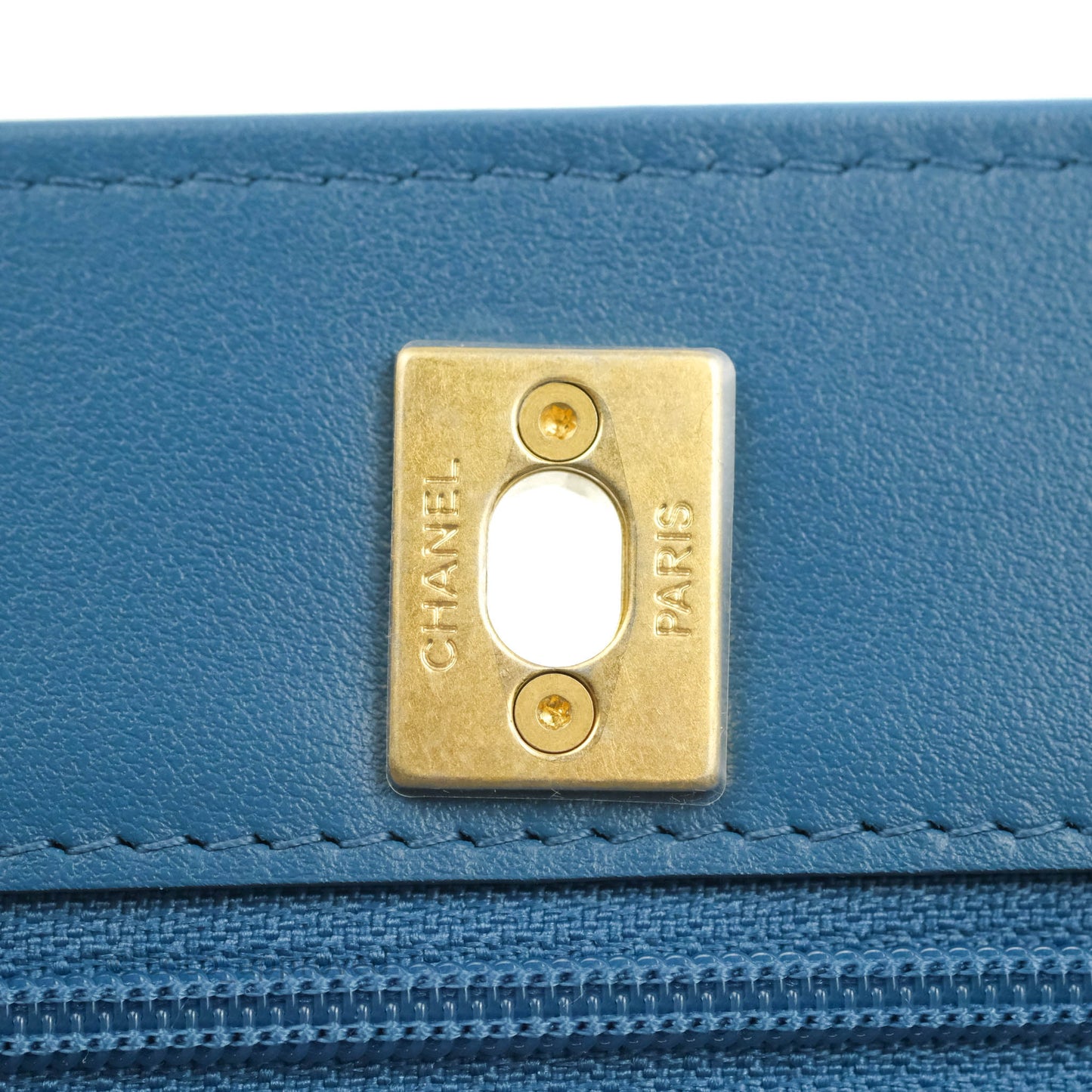 Chanel Quilted Pearl Crush Wallet on Chain WOC Denim Aged Gold Hardware