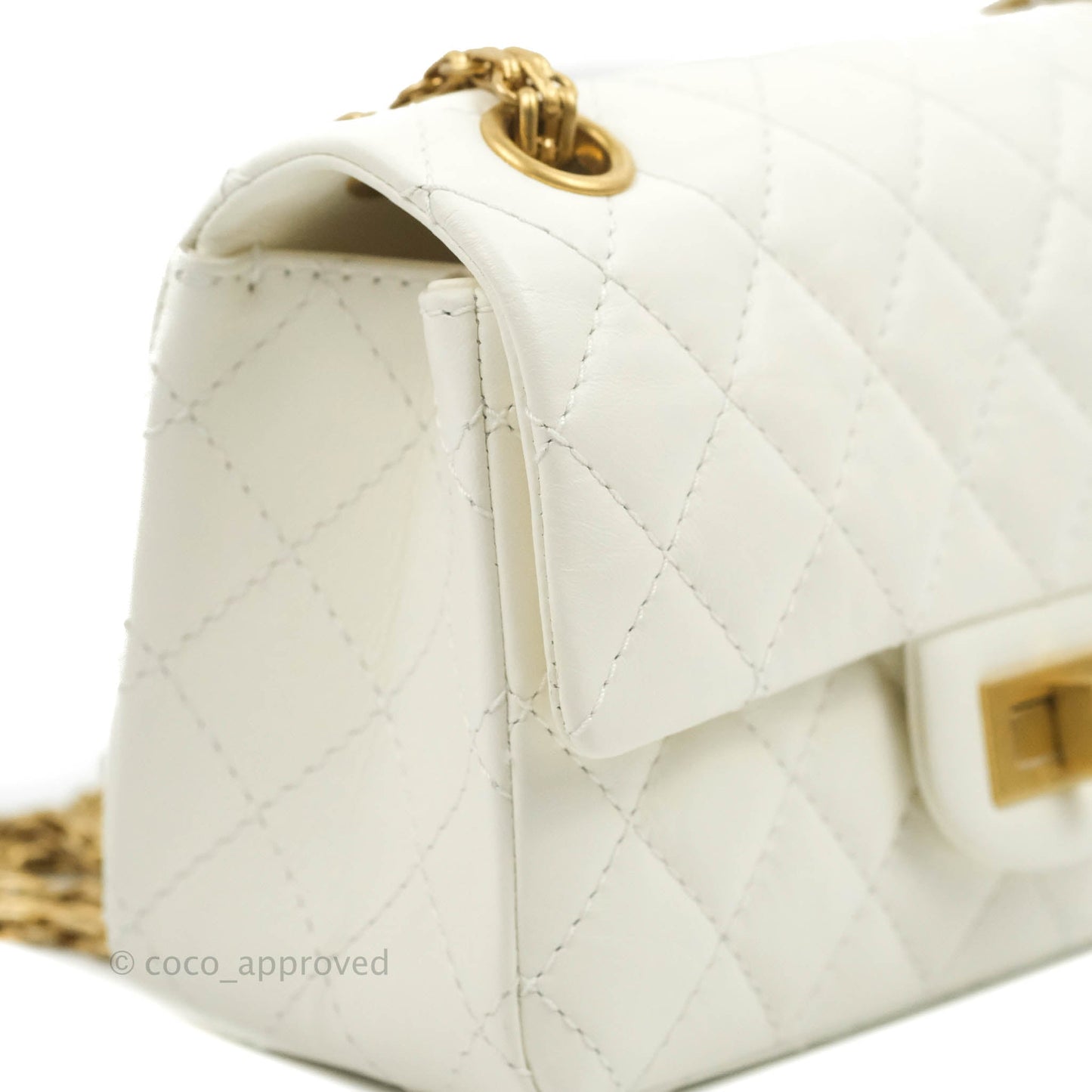 Chanel Mini Reissue 224 White Aged Calfskin Gold Hardware