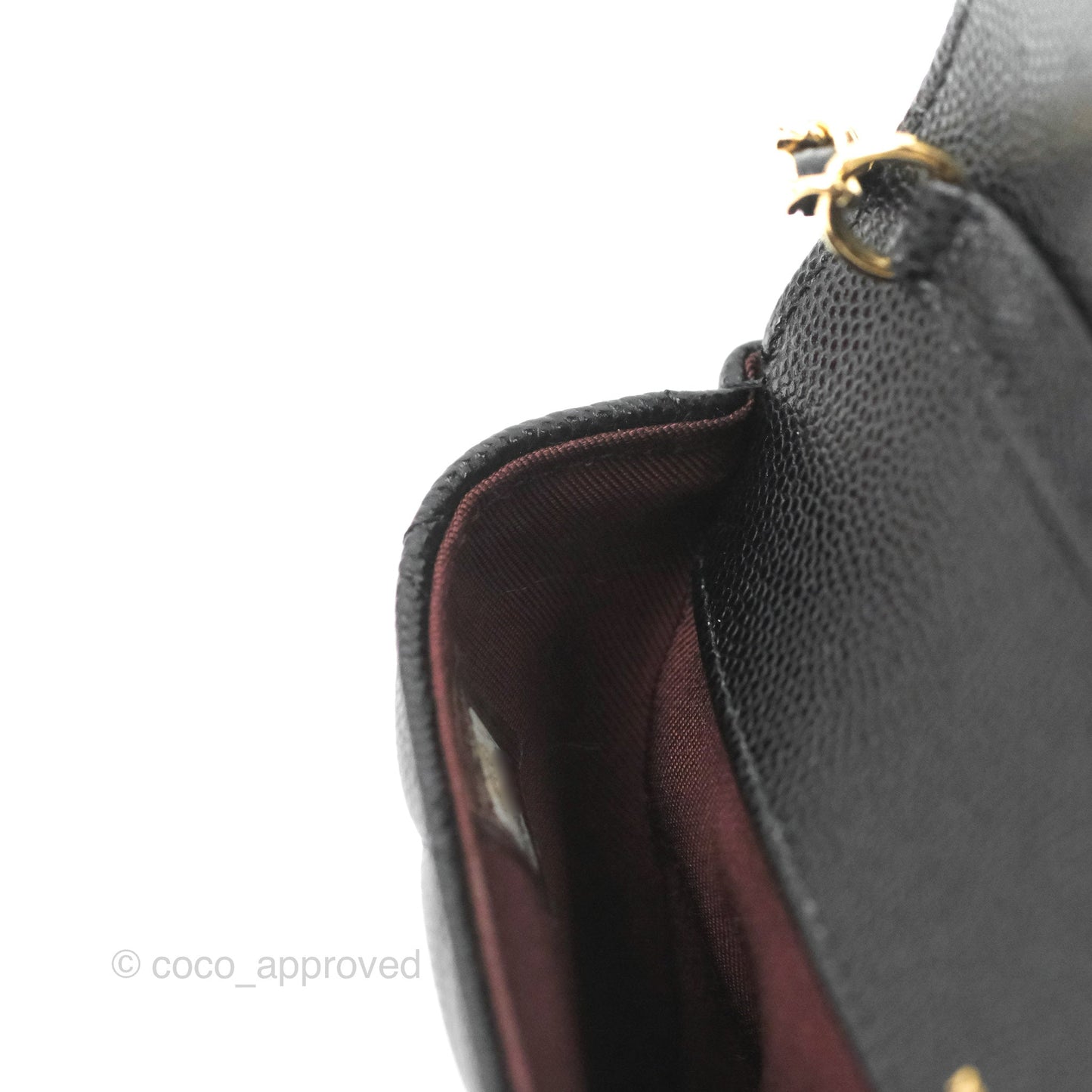 Chanel Quilted Case With Chain Black Caviar Gold Hardware