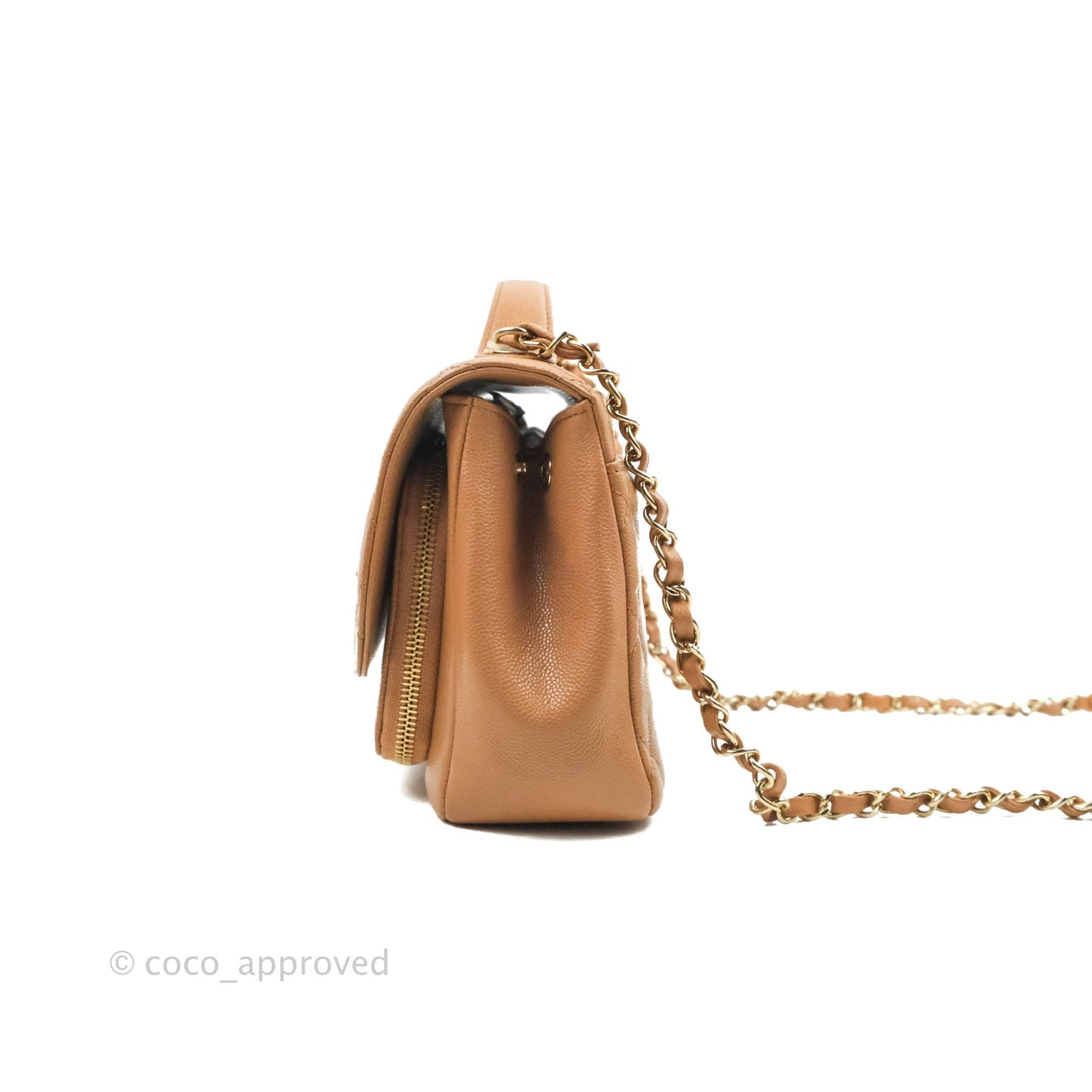 Chanel Quilted Medium Business Affinity Flap Caramel Caviar Gold Hardware 21P