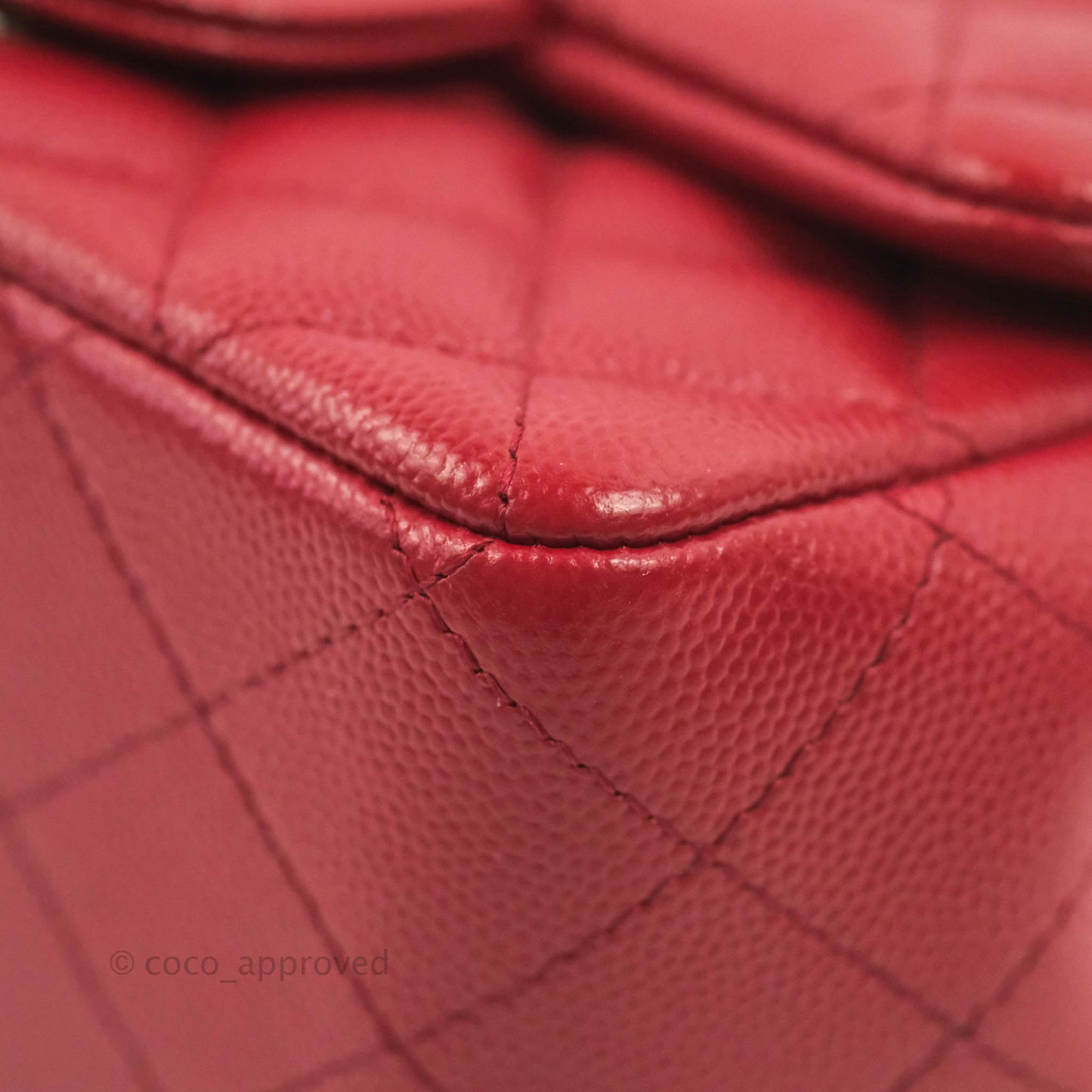 Chanel Quilted Mini Square Red Caviar Silver Hardware 17B