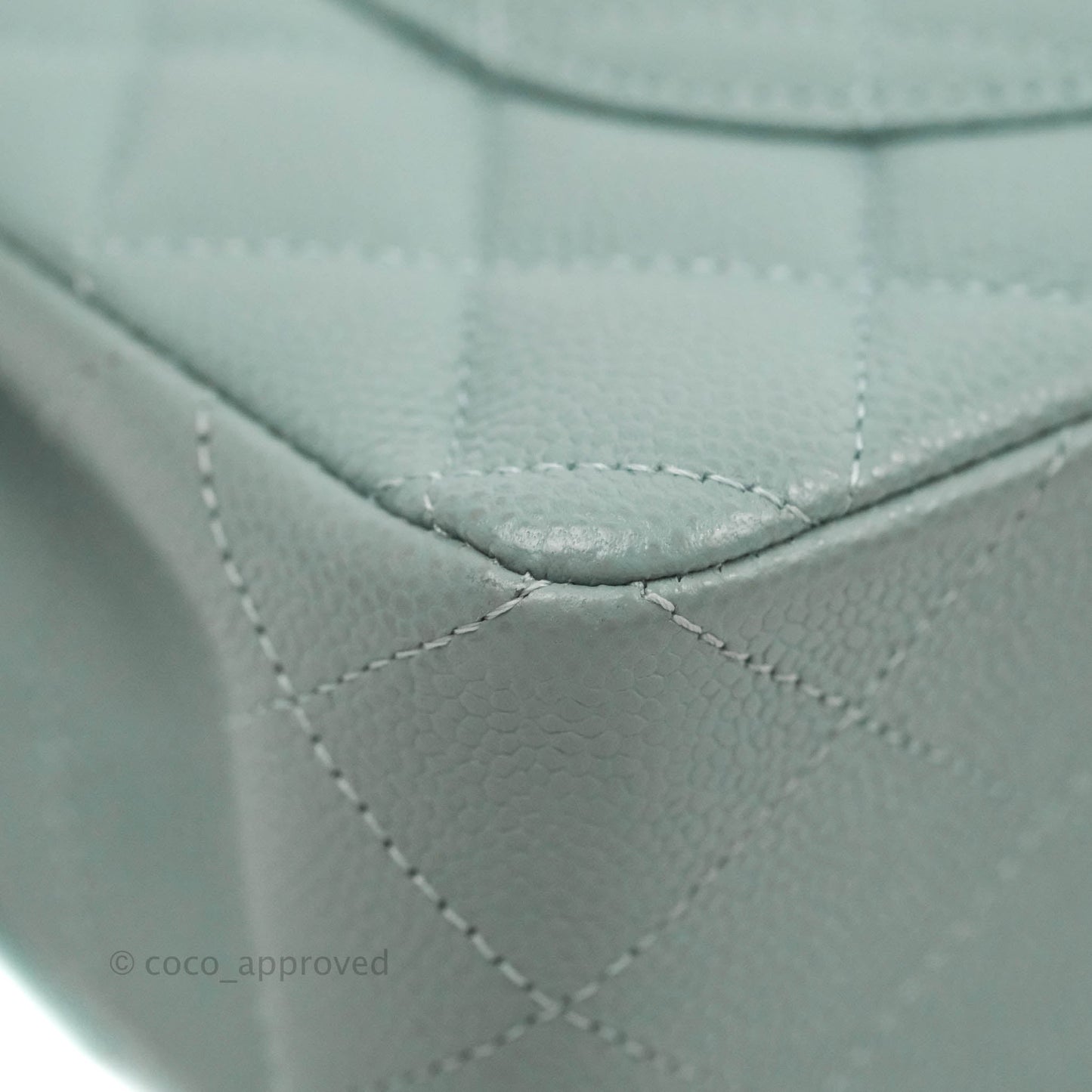 Chanel Small Classic Quilted Flap Light Blue Caviar Silver Hardware 20B