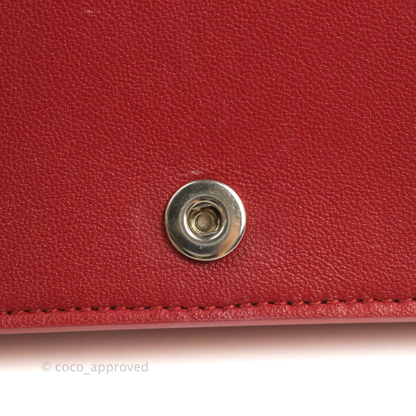 Celine Frame Evening Clutch On Chain Red Pink Smooth Lambskin Silver Hardware