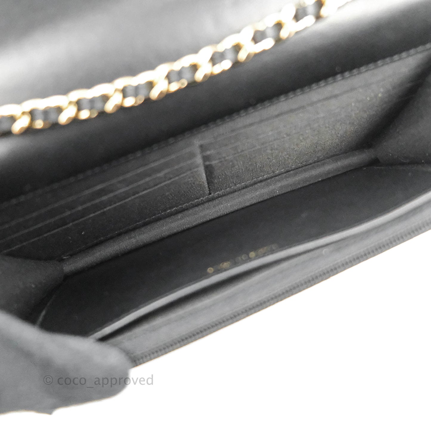 Chanel Trendy CC WOC Wallet on Chain Chevron Black Lambskin Gold Hardware