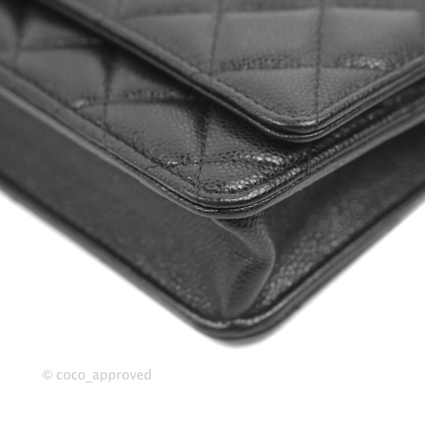 Chanel Quilted Wallet on Chain WOC CC Coco Chain Black Caviar Gold Hardware