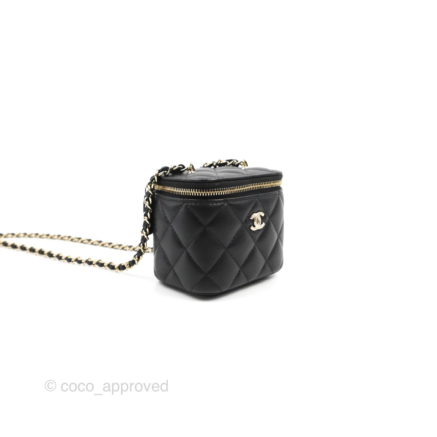 Chanel Mini Ball Crush Vanity With Chain Black Lambskin Gold Hardware