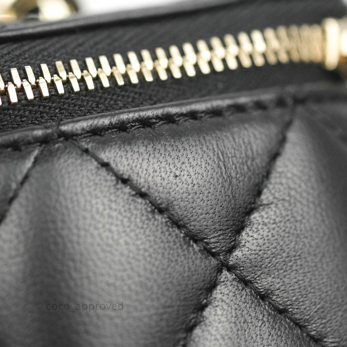 Chanel Vanity Rectangular Top Handle Black Lambskin Gold Hardware