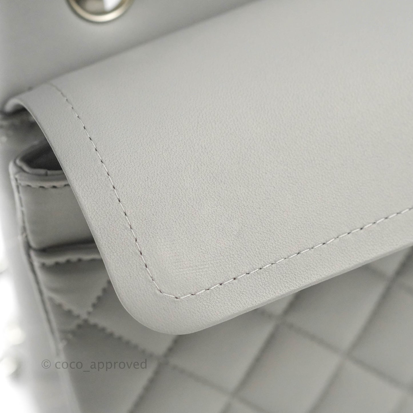 Chanel Small Classic Quilted Flap Grey Lambskin Silver Hardware