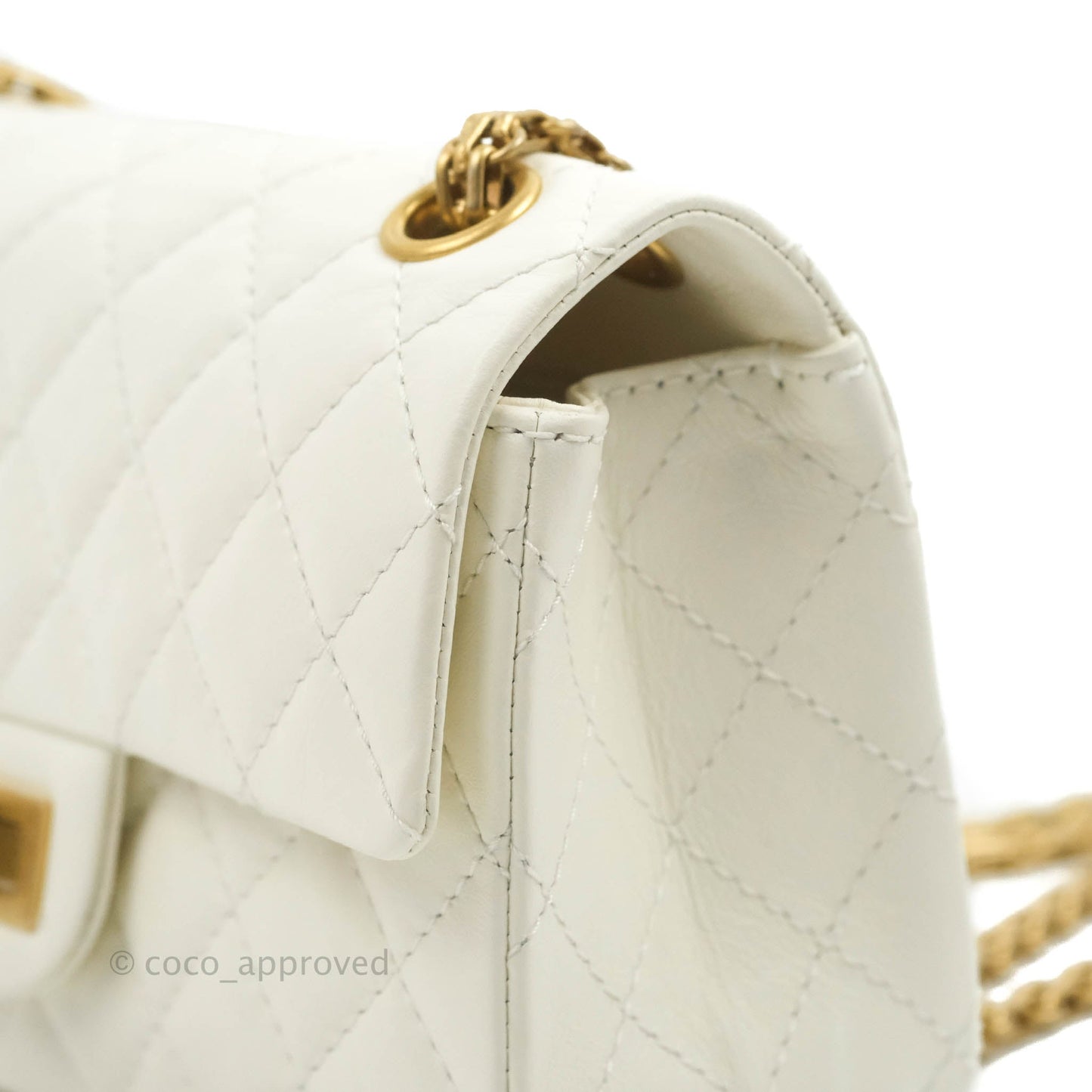 Chanel Mini Reissue 224 White Aged Calfskin Gold Hardware