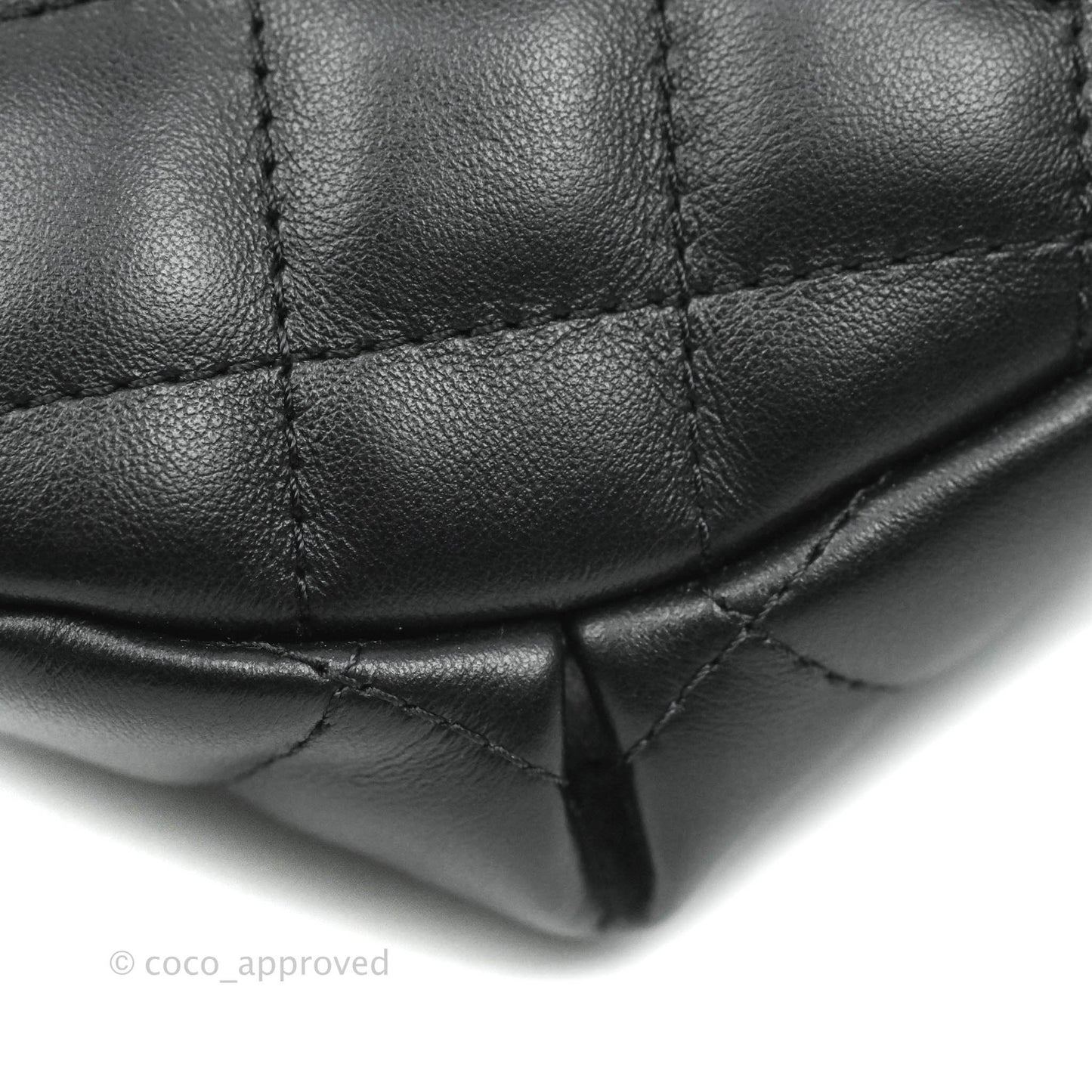 Chanel Quilted Belt Bum Bag Black Calfskin Silver Hardware (Uniform)