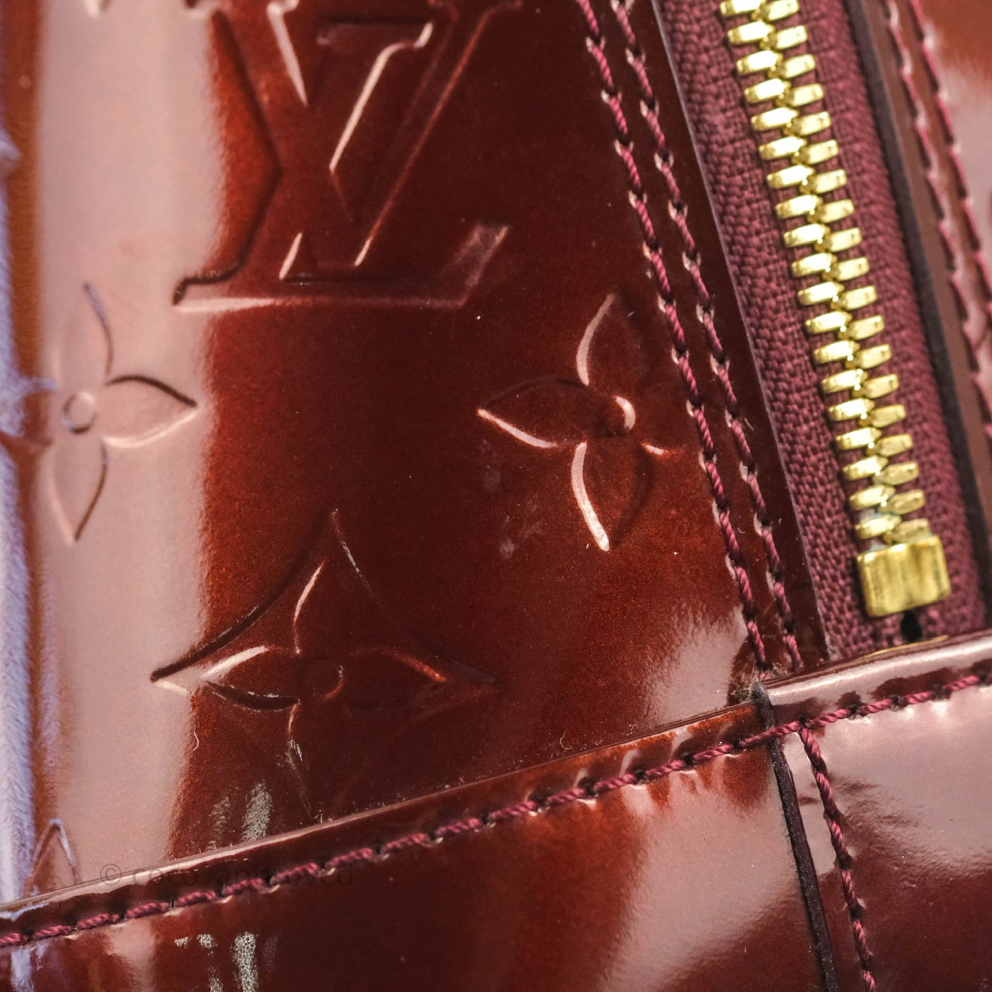 Louis Vuitton Alma PM Burgundy Patent Gold Hardware