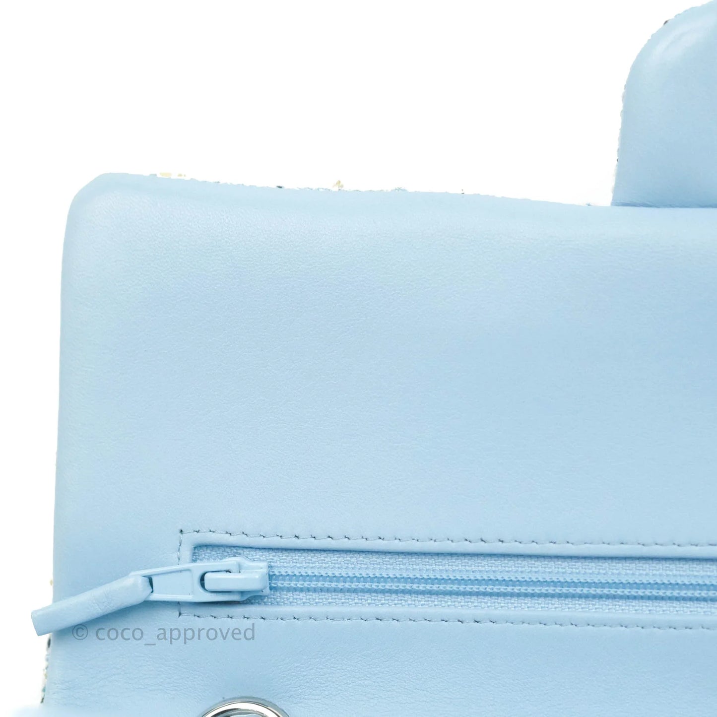Chanel Medium Classic Double Flap Bag Blue Tweed Silver Hardware 19C