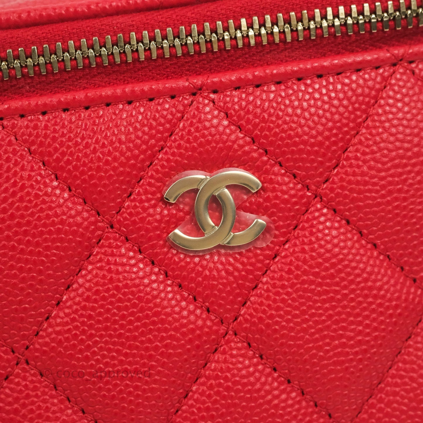 Chanel Mini Vanity With Chain Red Caviar Gold Hardware
