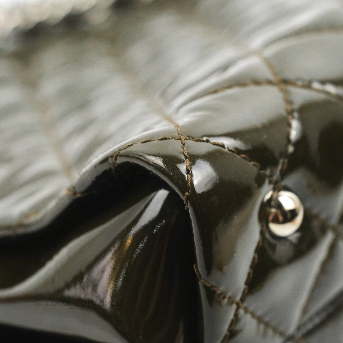 Chanel CC Tote Quilted Dark Green Patent Silver Hardware
