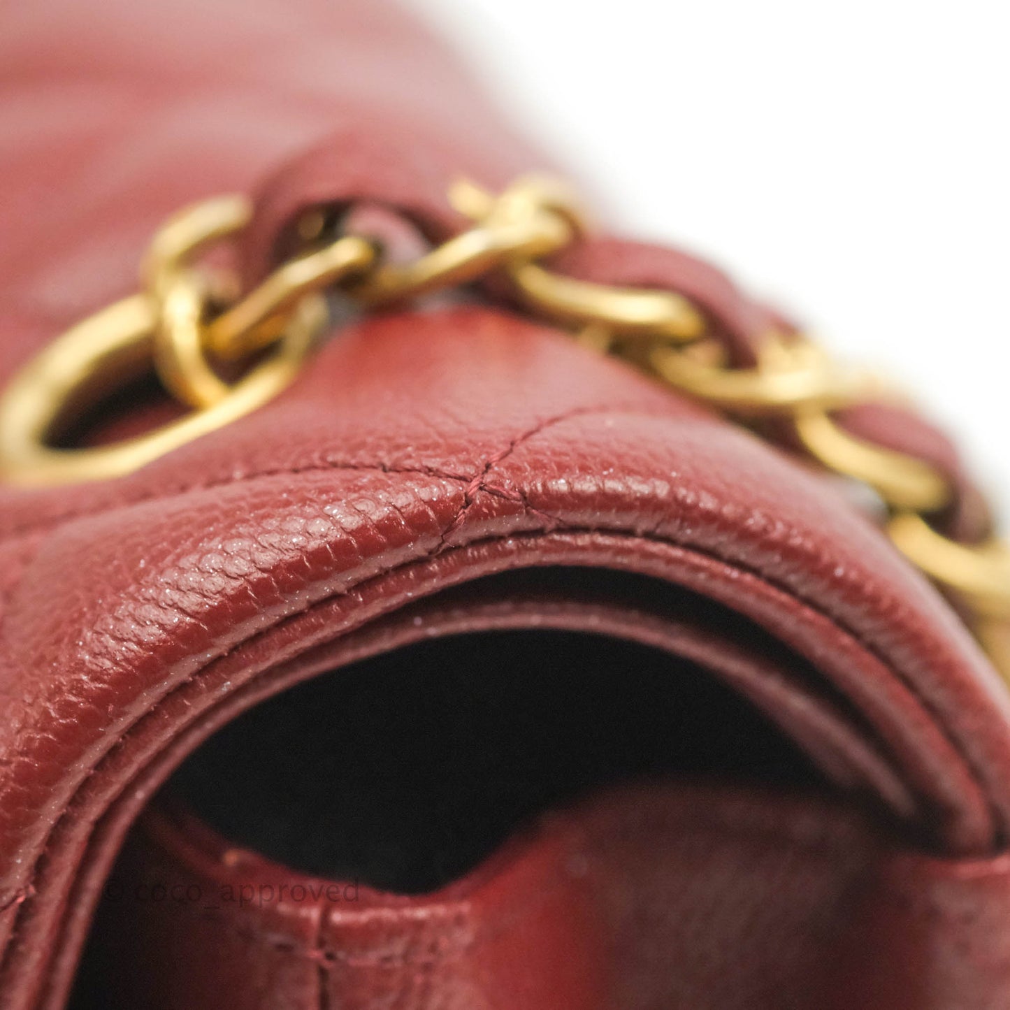 Chanel Small Classic Quilted Flap Iridescent Burgundy Caviar Aged Gold Hardware 18C