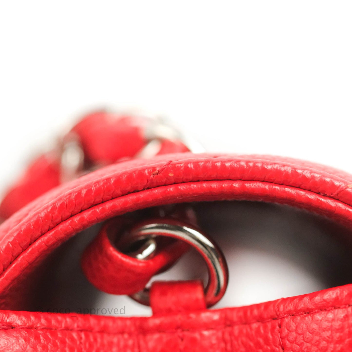 Chanel Quilted Mini Rectangular Flap Red Chevron Caviar Silver Hardware